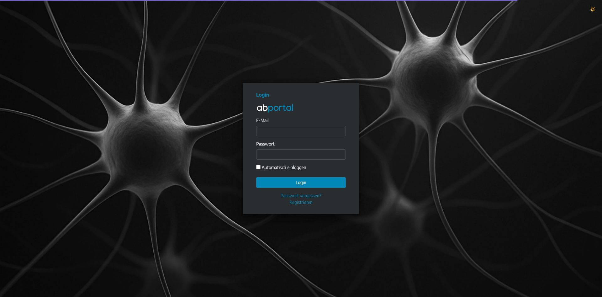 Screenshot der ABPortal-Login-Maske im Dark Mode